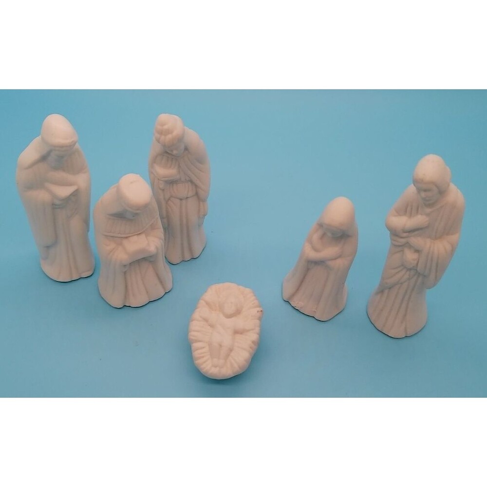 ArtMark Ceramic White Nativity Set (Holy Family & Wise Men) Unpainted